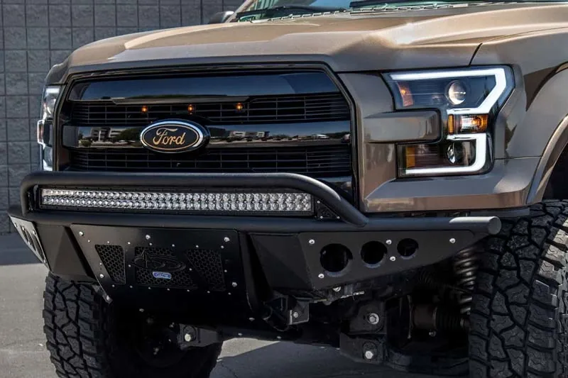 2015-2017 Ford F150 ANZO LED Switchback Outline Projector Headlights (Black Housings) | 111357