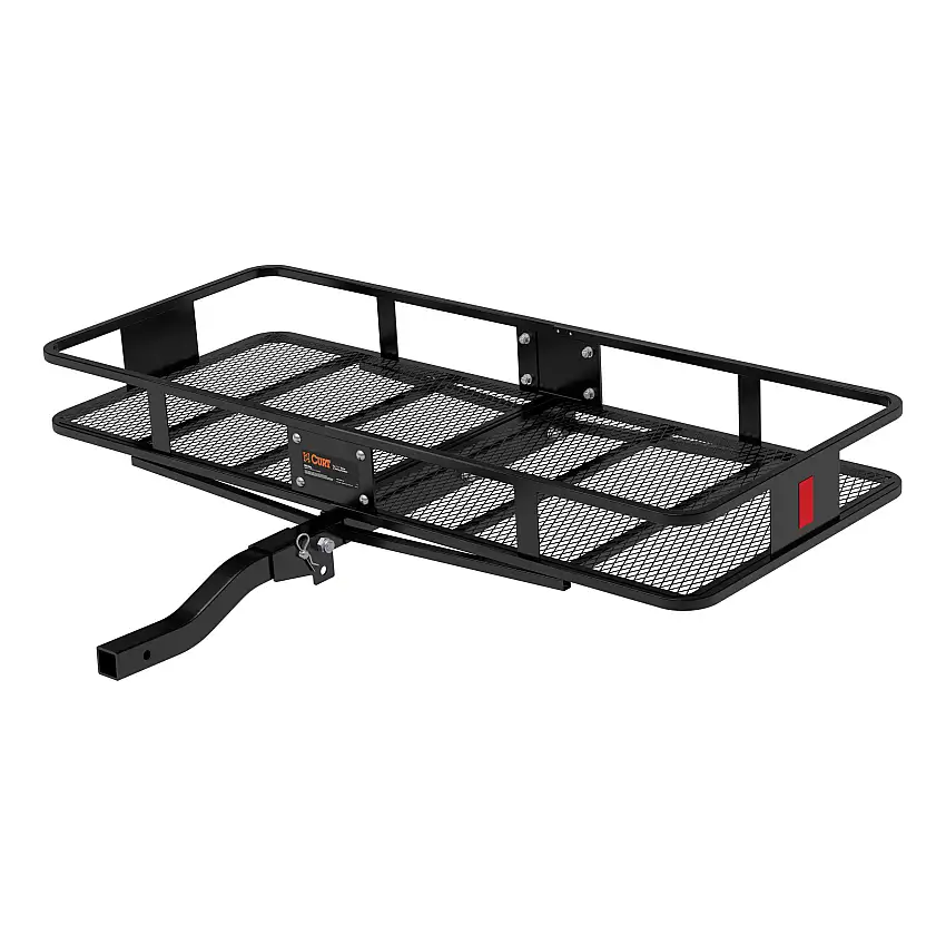 CURT 60" x 24" Black Steel Basket Cargo Carrier (Folding 2" Shank, 500 lbs.) Receiver Hitch Mounted Cargo Carrier