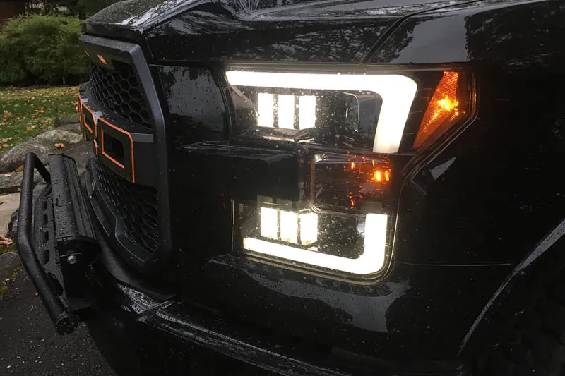 2015-2017 Ford F150 Recon LED Outline Smoked Projector Headlights | 264290BKC