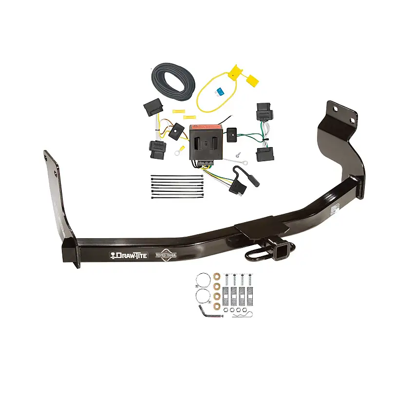 2008-2011 Mazda Tribute Draw-tite Class 2 Trailer Hitch, 1-1/4 Inch Square Receiver Bundle w/ Plug-n-Play T-One Wiring Harness