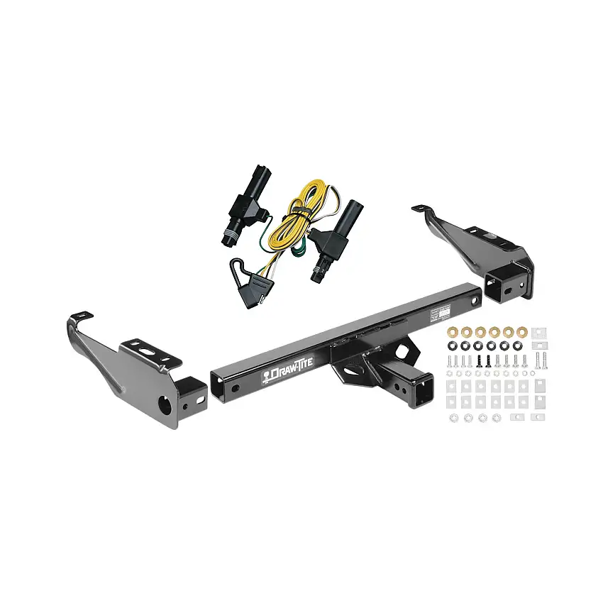 1986-1993 Dodge D350 Draw-tite Class 4 Multi-Fit Trailer Hitch, 2 Inch Square Receiver Bundle w/ Plug-n-Play T-One Wiring Harness
