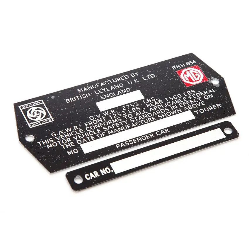 CAR NUMBER PLATE, 2 piece set