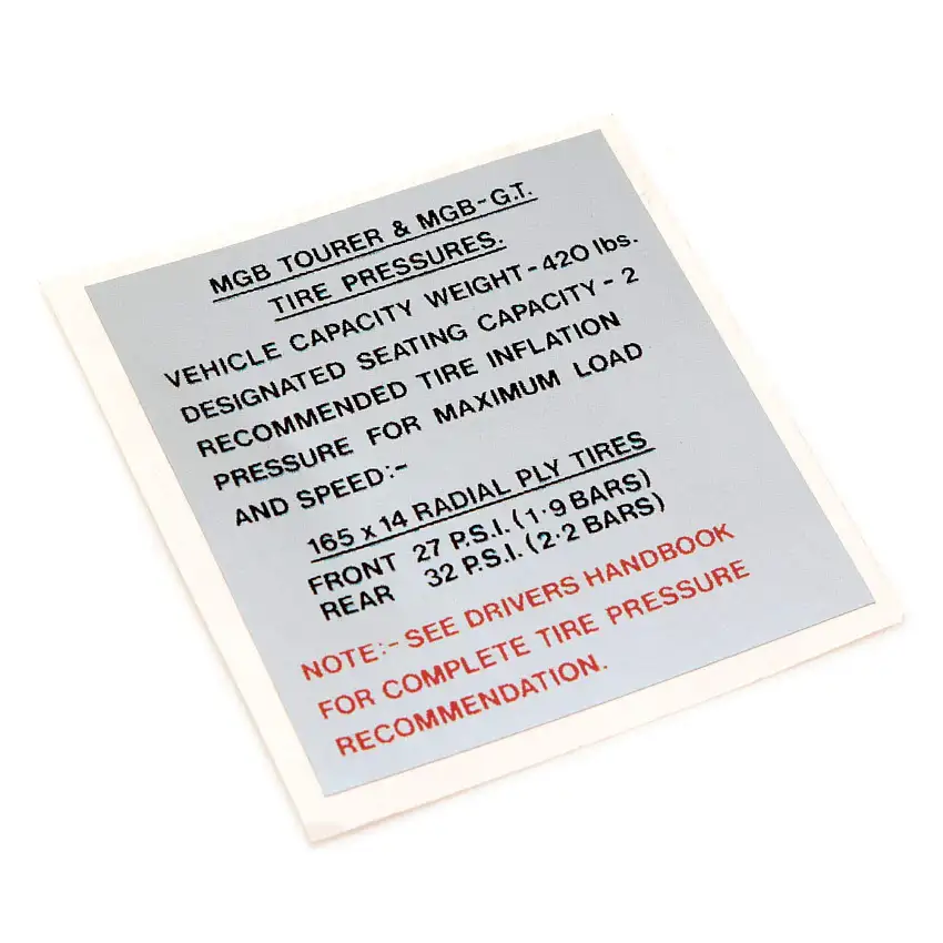 TIRE PRESSURE STICKER