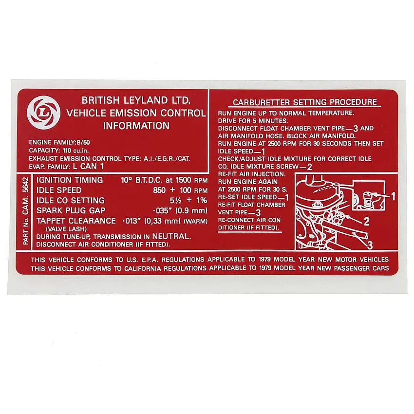STICKER, Emission Control Information