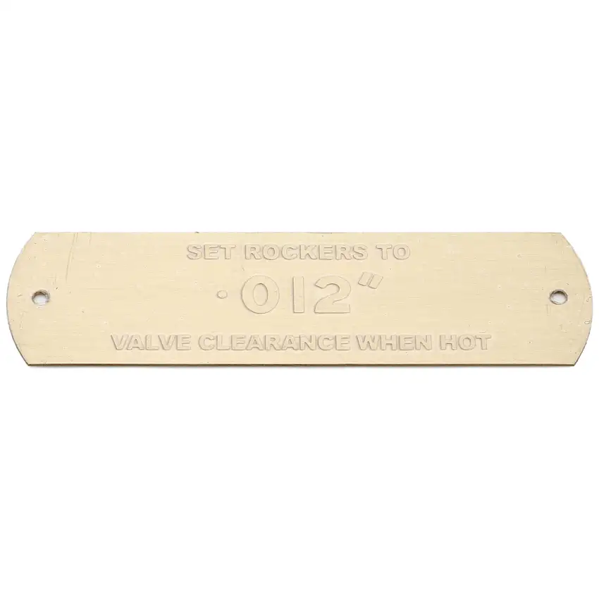 BRASS PLATE, valve clearance, .012" hot