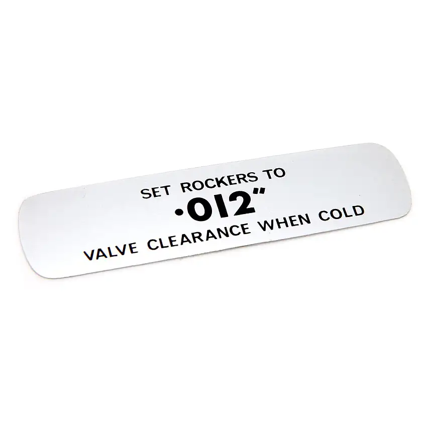 MYLAR DECAL, valve clearance, .012 cold