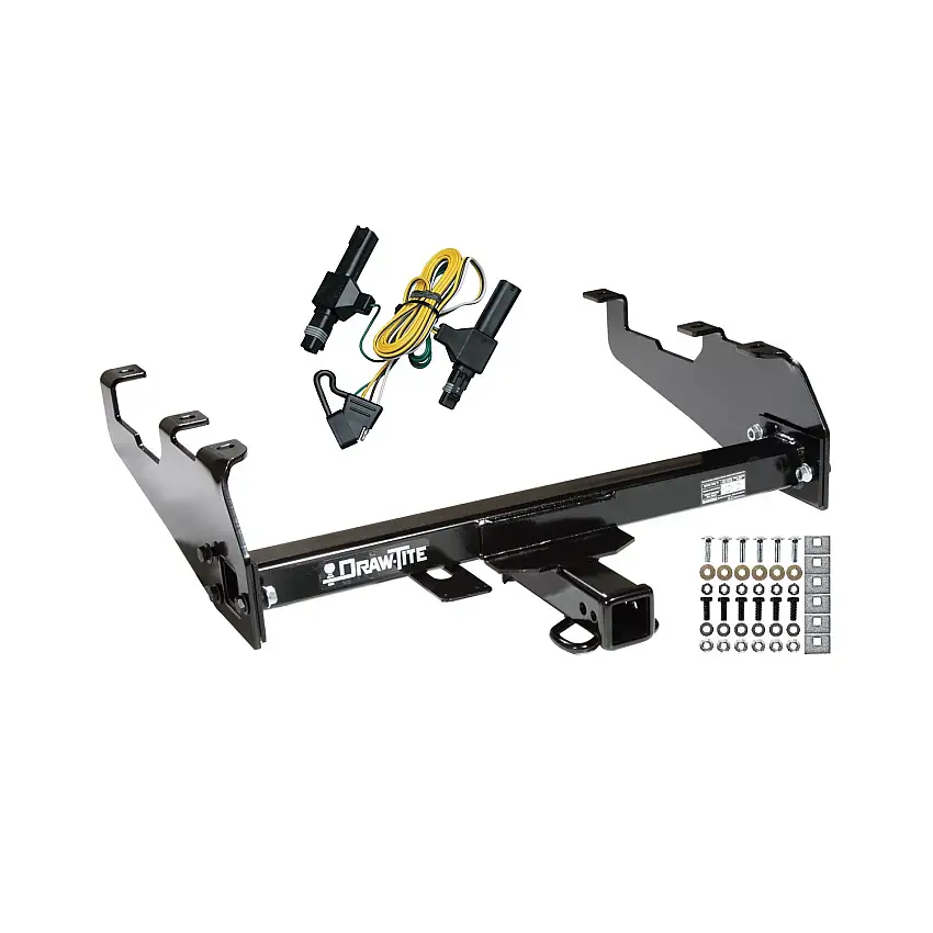 1986-1993 Dodge W250 w/Deep Drop Bumper Draw-tite Class 3 Trailer Hitch, 2 Inch Square Receiver Bundle w/ Plug-n-Play T-One Wiring Harness