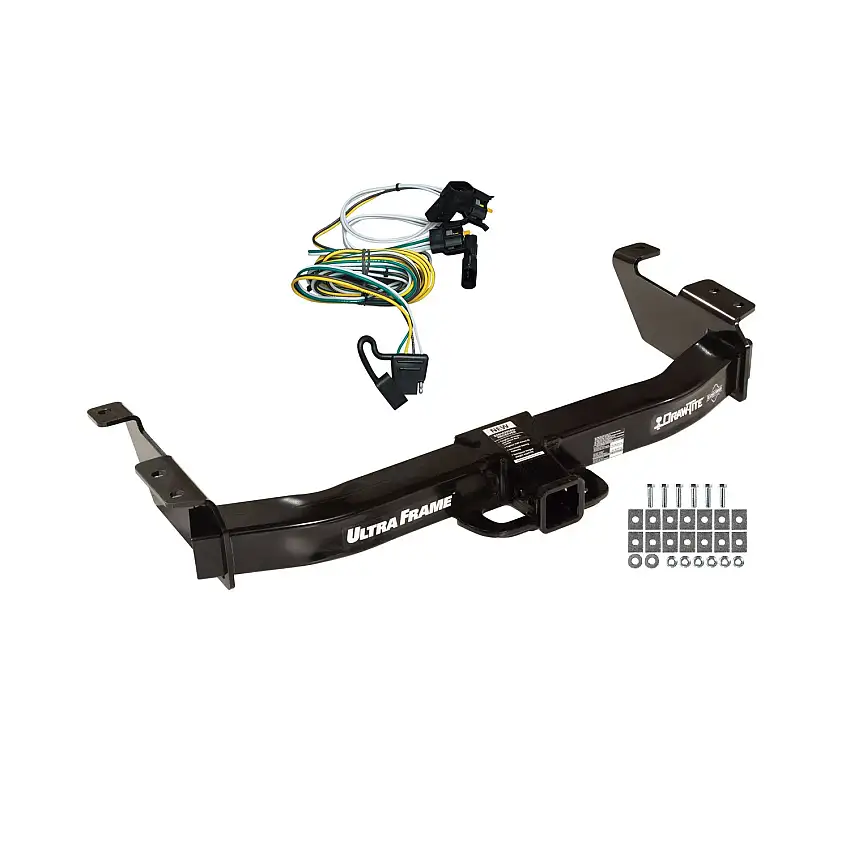 2000-2002 Ford E-150 Econoline Draw-tite Class 5 Trailer Hitch, 2 Inch Square Receiver Bundle w/ Plug-n-Play T-One Wiring Harness