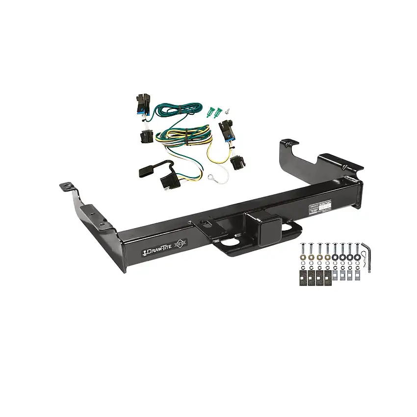 2004-2024 GMC Savana 2500 Draw-Tite Titan Class 5 Trailer Hitch, 2-1/2 Inch Square Receiver Bundle w/ Plug-n-Play T-One Wiring Harness