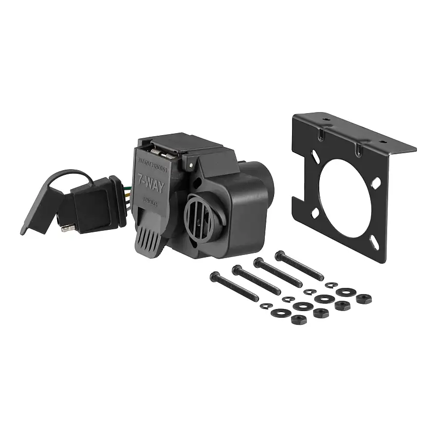 CURT Dual-Output 7 & 4-Way Connector with Backup Alarm (Plugs into USCAR) Trailer Wiring Adapter Connector