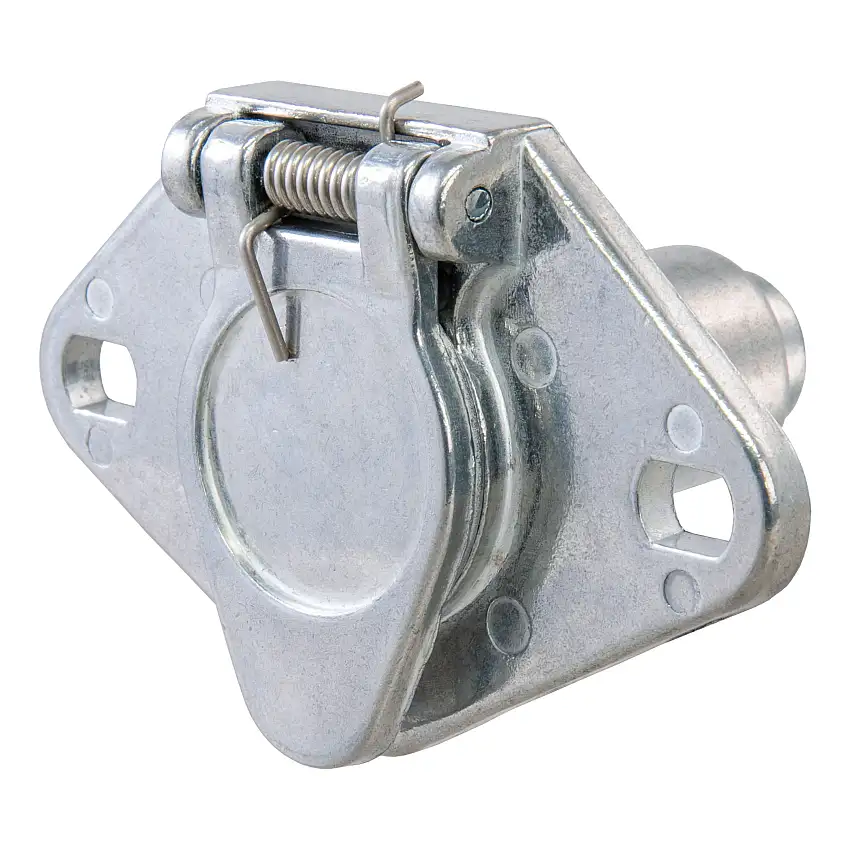 CURT 6-Way Round Connector Socket (Vehicle Side, Diecast Metal) Trailer Connector Kit