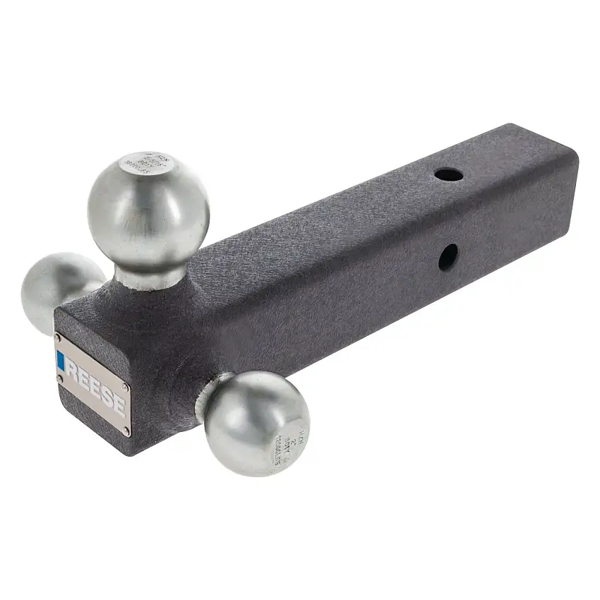 Reese Tri-Ball Trailer Hitch Ball Mount, (1-7/8 Inch, 2 Inch, 2-5/16 Inch Trailer Hitch Balls), Fits 2 Inch Square Receiver, 16,000 lbss. Capacity, Premium Black 7096400
