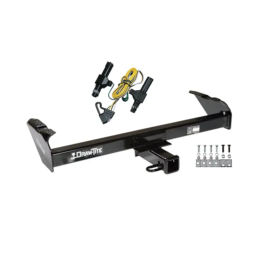 1986-1993 Dodge D250 Draw-tite Class 3 Trailer Hitch, 2 Inch Square Receiver Bundle w/ Plug-n-Play T-One Wiring Harness