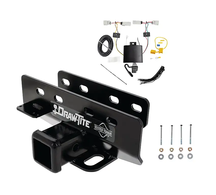 2021-2024 Ford Bronco w/LED Taillights, Except Models w/OEM HitchDraw-Tite Class 3 Trailer Hitch, 2 Inch Square Receiver Bundle w/ Plug-n-Play T-One Wiring Harness