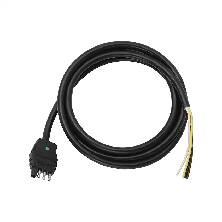 Wesbar Wiring Connector, 4-Way Flat Trailer End, 4 ft. Length Wire