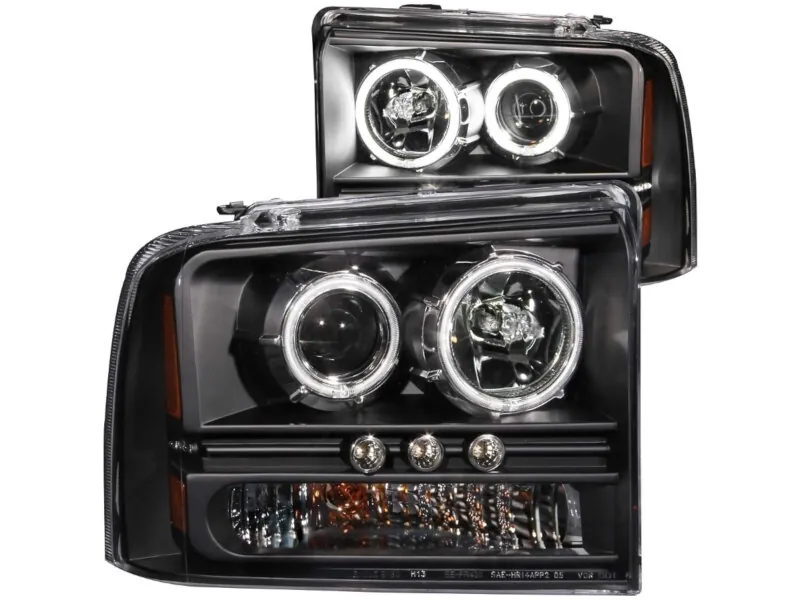 2005-2007 Ford F250 & F350 Anzo CCFL Halo Projector Headlights (Black Housing) | 111117