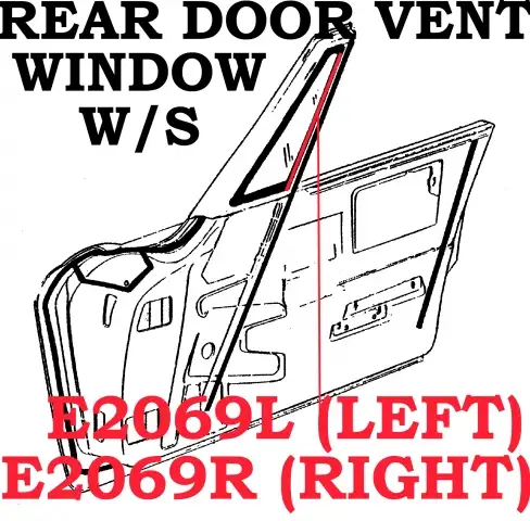 WEATHERSTRIP-REAR DOOR VENT WINDOW-CONVERTIBLE-USA-LEFT-63-67 (#E2069L)