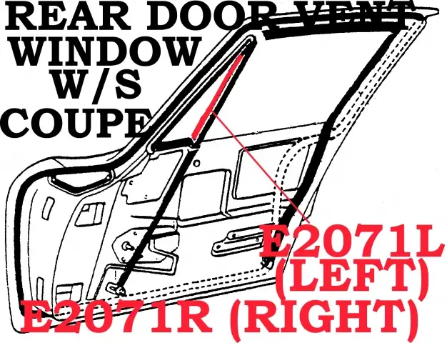 WEATHERSTRIP-REAR DOOR VENT WINDOW-COUPE-USA-RIGHT-63-67 (#E2071R)