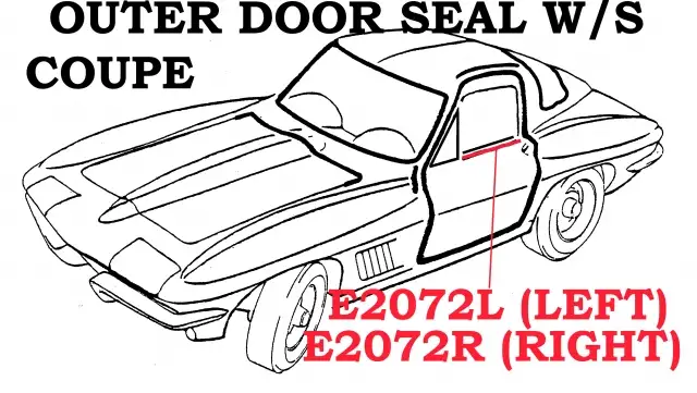 WEATHERSTRIP-OUTER DOOR SEAL-COUPE-USA-LEFT-63-67 (#E2072L)