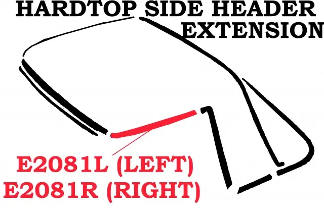 WEATHERSTRIP-HARDTOP-SIDE HEADER EXTENSION-USA-RIGHT-63-67 (#E2081R)