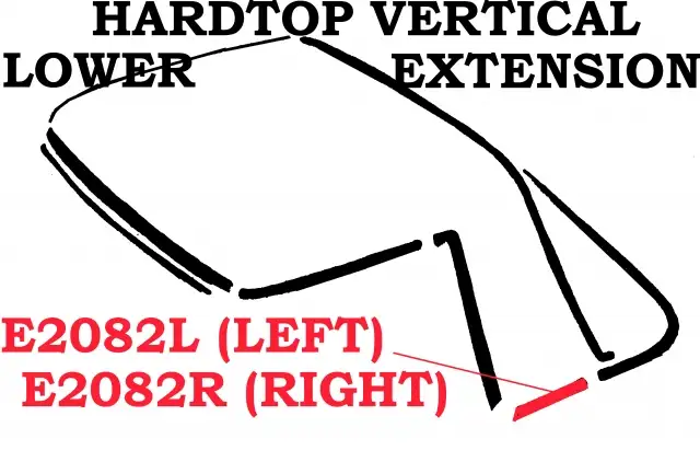 WEATHERSTRIP-HARDTOP-VERTICAL LOWER EXTENSION-USA-LEFT-63-67 (#E2082L)