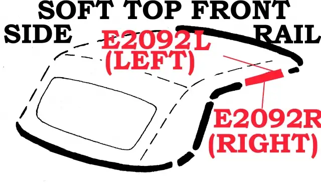 WEATHERSTRIP-SOFT TOP-FRONT SIDE RAIL-USA-LEFT-56-62 (#E2092L)