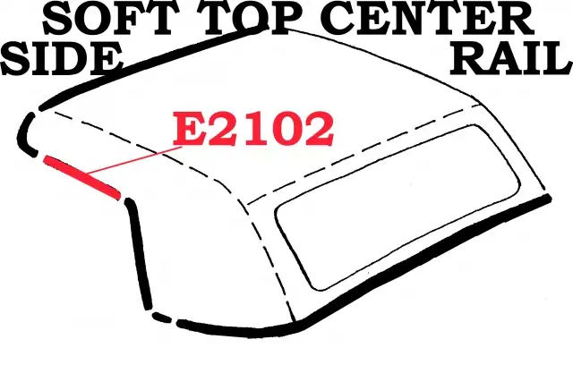 WEATHERSTRIP-SOFT TOP-CENTER SIDE RAIL-USA-EACH-63-67 (#E2102)