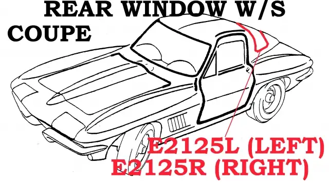 WEATHERSTRIP-REAR WINDOW-COUPE-USA-LEFT-63 (#E2125L)