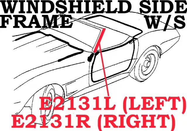 WEATHERSTRIP-WINDSHIELD SIDE FRAME-PILLAR POST-USA-RIGHT-73-82 (#E2131R)