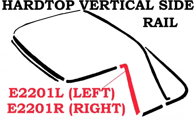 WEATHERSTRIP-HARDTOP-VERTICAL SIDE RAIL-USA-LEFT-63-67 (#E2201L)