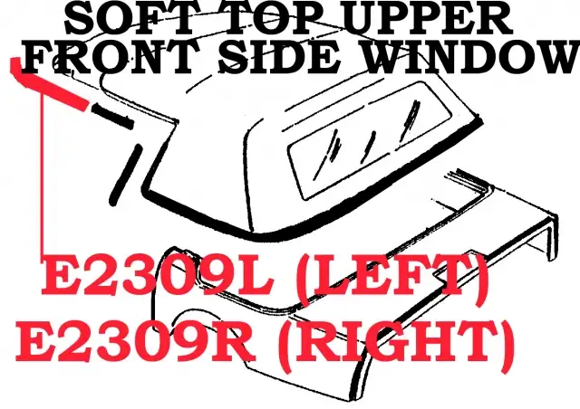 WEATHERSTRIP-SOFT TOP CONVERTIBLE-UPPER FRONT SIDE WINDOW-USA-RIGHT-86-96 (#E2309R)