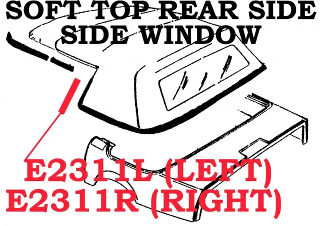WEATHERSTRIP-SOFT TOP CONVERTIBLE-REAR SIDE WINDOW-USA-LEFT-86-96 (#E2311L)