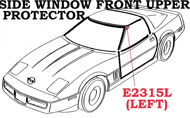 WEATHERSTRIP-SIDE WINDOW FRONT UPPER PROTECTORS-ON LIFT OFF PANEL-COUPE-LEFT-NOS-84-96 (#E2315L)