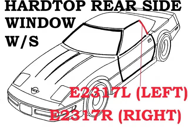WEATHERSTRIP-HARDTOP-SIDE WINDOW REAR VERTICAL-USA-LEFT-86-96 (#E2317L)
