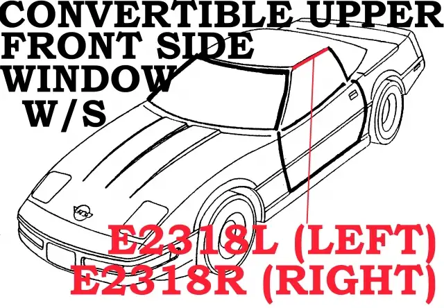 WEATHERSTRIP-UPPER FRONT SIDE WINDOW-CONVERTIBLE-USA-RIGHT-86-96 (#E2318R)