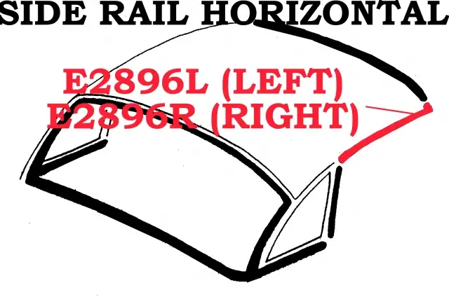 WEATHERSTRIP-HARDTOP-SIDE RAIL HORIZONTAL-OVER SIDE WINDOW-RIGHT-56-62 (#E2896R)
