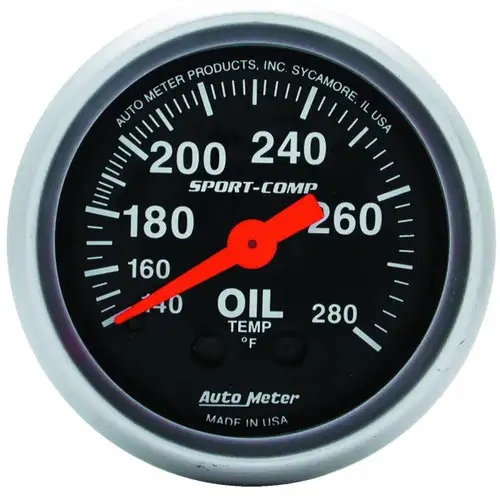 AutoMeter GAUGE, OIL TEMP, 2 1/16", 140-280°F, MECHANICAL, SPORT-COMP 3341