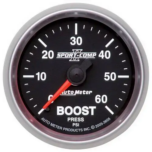 AutoMeter GAUGE, BOOST, 2 1/16", 60PSI, MECHANICAL, SPORT-COMP II 3605