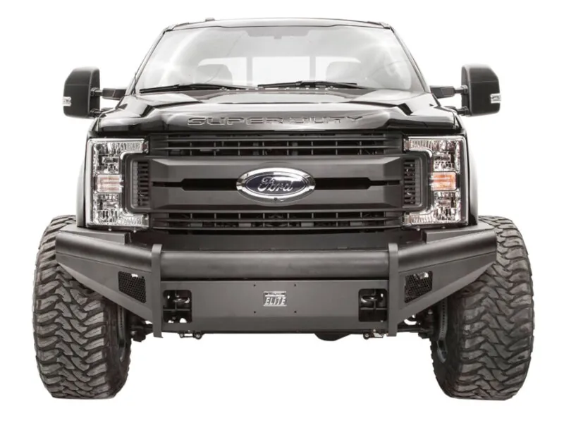 2017-2022 Ford F250 & F350 Fab Fours Black Steel Elite Winch-Ready Front Bumper | FS17-Q4161-1