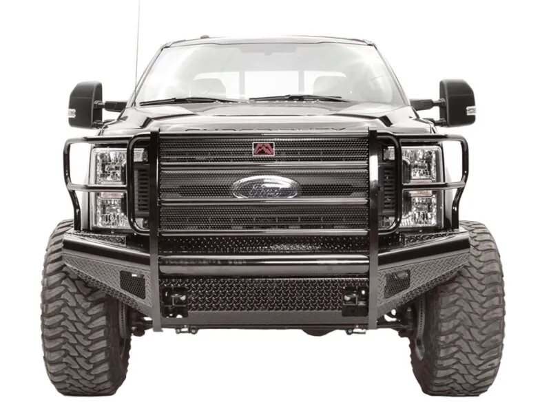 2017-2022 Ford F250 & F350 Fab Fours Black Steel Front Bumper with Full Grille Guard | FS17-S4160-1