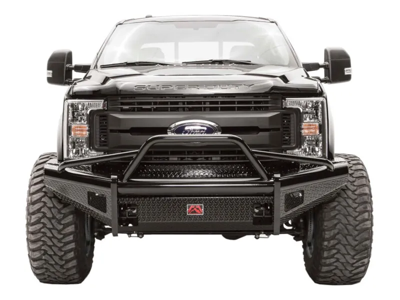 2017-2022 Ford F250 & F350 Fab Fours Black Steel Front Bumper with Pre-Runner Guard | FS17-S4162-1