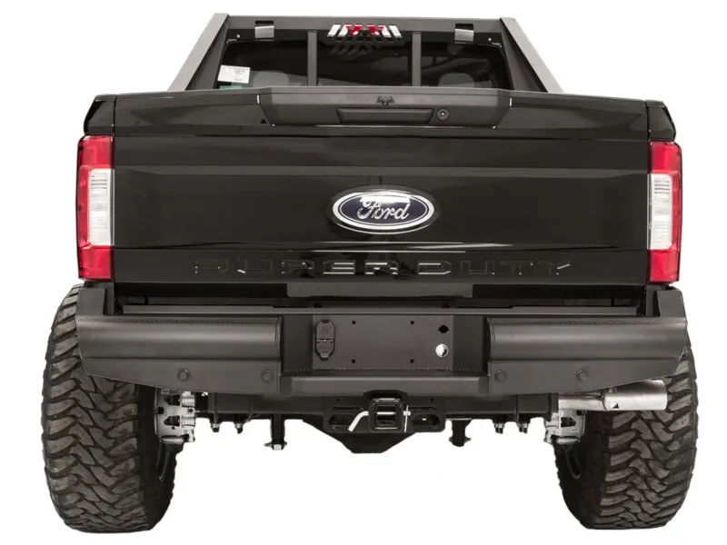 2017-2022 Ford F250 & F350 Fab Fours Black Steel Elite Rear Sensor Bumper | FS17-U4150-1