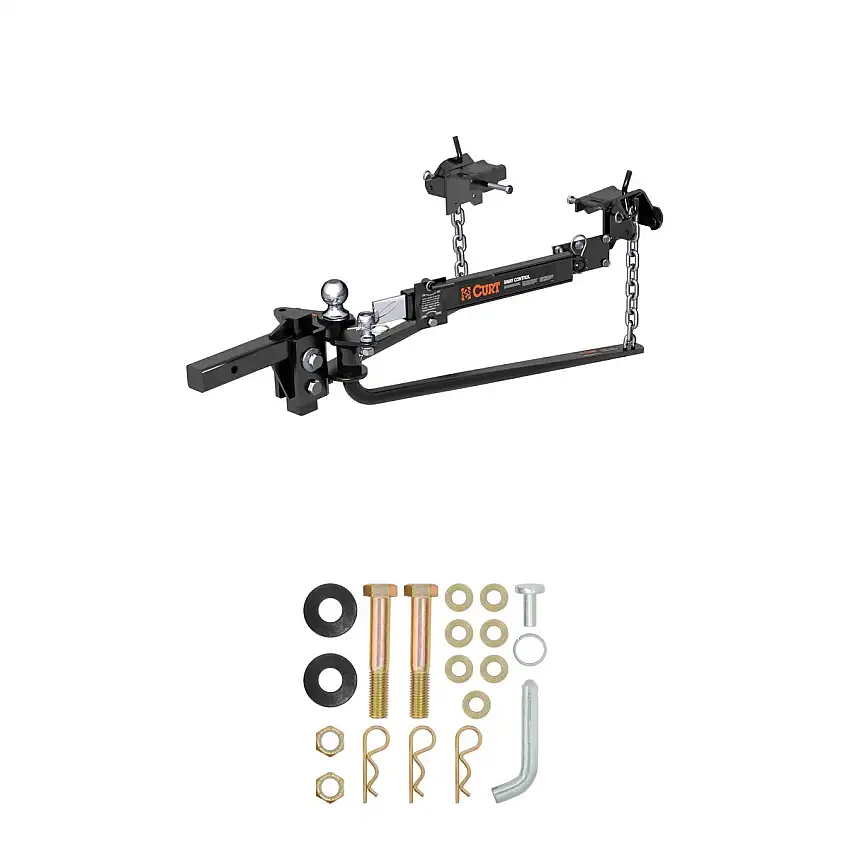 CURT (8-10K) Round Bar Weight Distribution Hitch with Lubrication, Sway Control