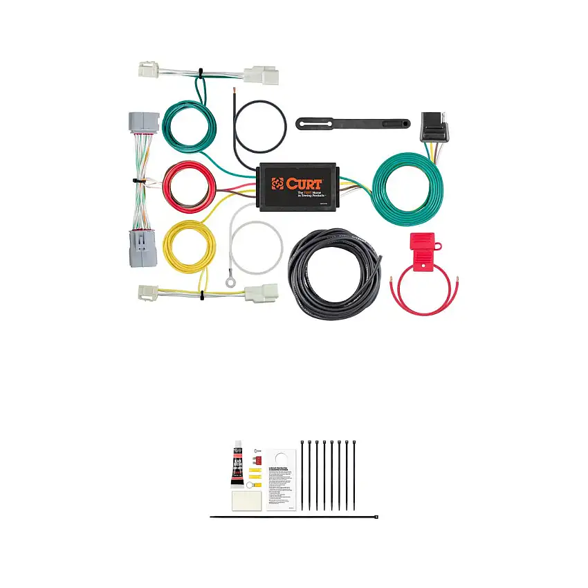 CURT Custom Wiring Harness, 4-Way Flat Output, Select Toyota Prius AWD-e Trailer Connector Kit