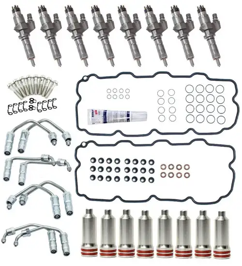 Bosch Reman Fuel Injector Set w/ Master Install Kit - 01-04 GM 6.6L LB7 Duramax Diesel