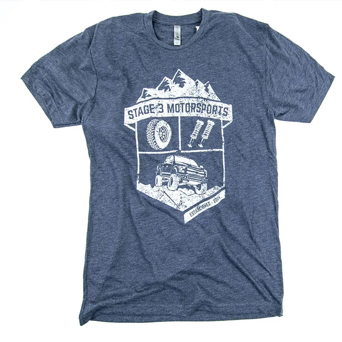 Stage 3 Motorsports Heather Blue Rugged Logo T-Shirt | S3M-HEATHERTEE