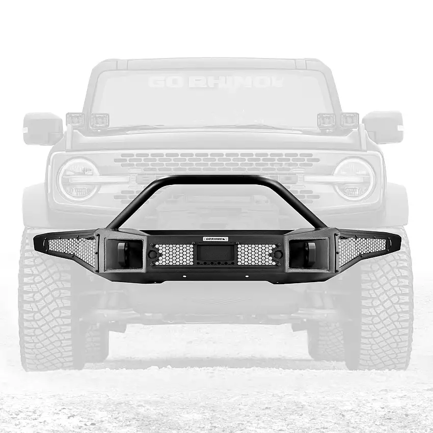 Go Rhino 331401T Rockline Winch-Ready Front Full Width Bumper With Overrider For Ford Bronco