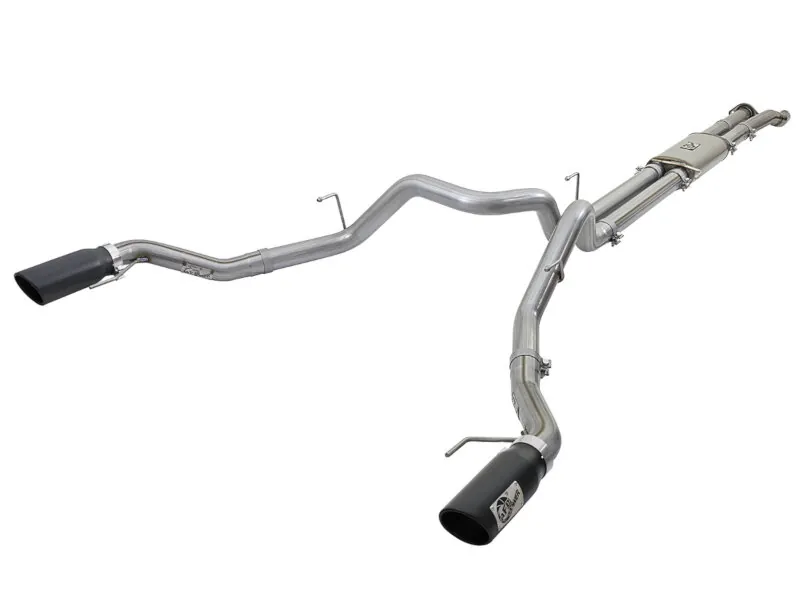 2017-2020 Ford Raptor HO 3.5L EcoBoost aFe Mach Force XP 3 inch Dual-Exit Cat-Back Exhaust Kit (Black Tips) | 49-43045-B