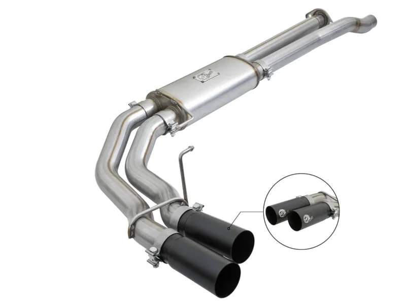 2017-2020 Ford Raptor 3.5L EcoBoost aFe Rebel-Series 3 inch Exhaust System (Black Tips) | 49-43091-B