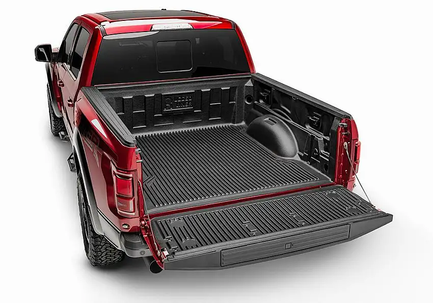 15-20(21-23w/oProPwrOnbrd) Ford F150 5'7" Bed - Rugged Liner Under Rail Bedliner w/ Sqr Tie-Down Holes Truck Bed Liner F55U15